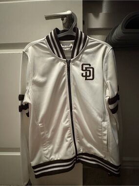White Bomber Jacket with SD Logo